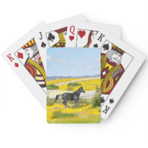 Zwart Paard Hardlopen in het veld Speelkaarten