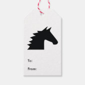 Zwart Paard Hoofd Silhouet Elegant Cadeaulabel (Voorkant)