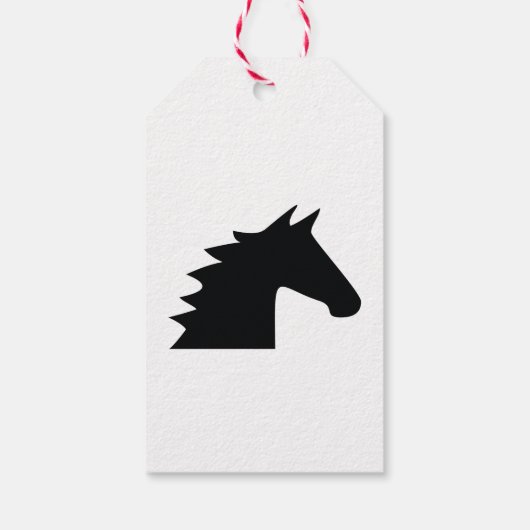 Zwart Paard Hoofd Silhouet Elegant Cadeaulabel (Achterkant)