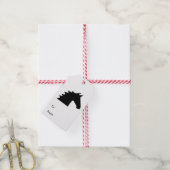 Zwart Paard Hoofd Silhouet Elegant Cadeaulabel (Met Touw)