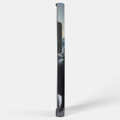 Zwart paard in de sneeuw met kerstkrans samsung galaxy hoesje (Rechterkant)