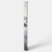 Zwart paard in de sneeuw met kerstkrans samsung galaxy hoesje (Linkerkant)