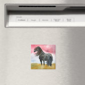 Zwart paard in Field Magnet (Insitu (Vaatwasser))