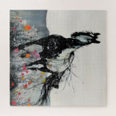 Zwart Paard in Wildbloemen Legpuzzel (Horizontaal)