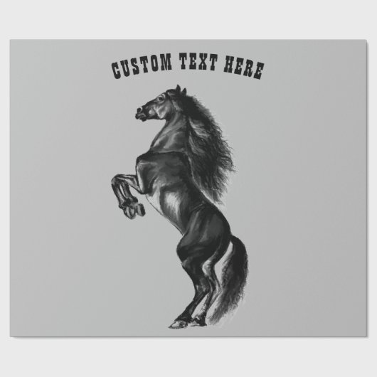 Zwart paard inpakpapier met aangepaste tekst (Vlak)