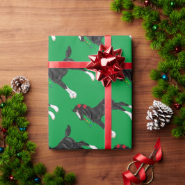 Zwart Paard Kerst Veulen Cadeaupapier