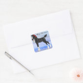 Zwart Paard Kerst Vierkante Sticker (Envelop)