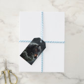 Zwart Paard Kerstkrans Sneeuwweide Cadeaulabel (Met Touw)