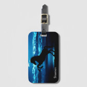 Zwart Paard Kweek Blauwe Hemel en Water Bagagelabel (Voorkant (verticaal))