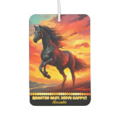 Zwart paard loopt bij zonsondergang luchtverfrisser (Voorkant)