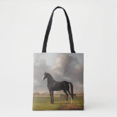  zwart paard met een Canvas tas (Voorkant)