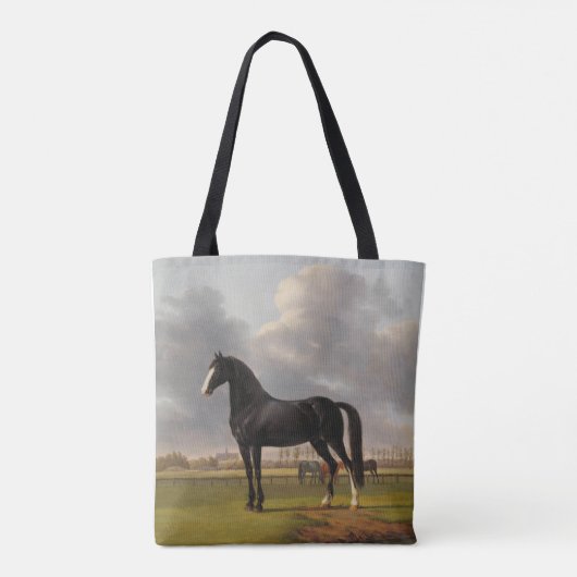  zwart paard met een Canvas tas (Achterkant)