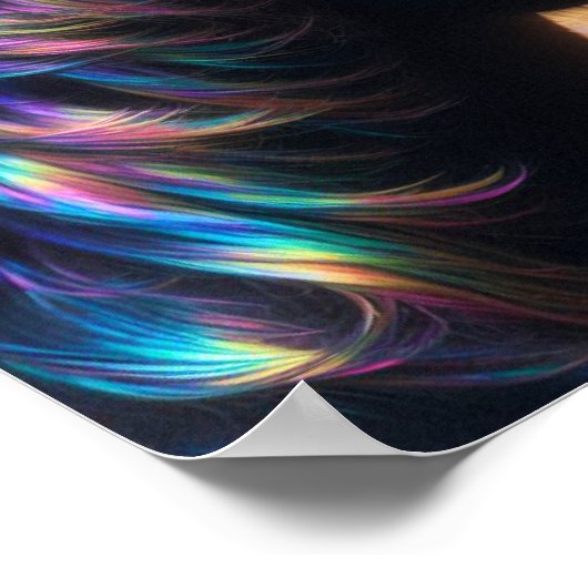 Zwart Paard met Iriserende Manen Poster (Hoek)