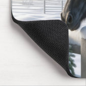 Zwart paard met kerstkrans muismat (Hoek)