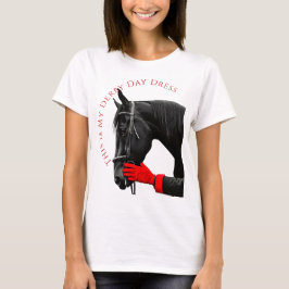 Zwart paard met rode handschoen en Derby Day T-shirt