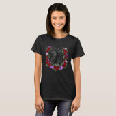 Zwart Paard met Rozen Paard Zwart Paard Bloemen T-shirt (Voorkant volledig)