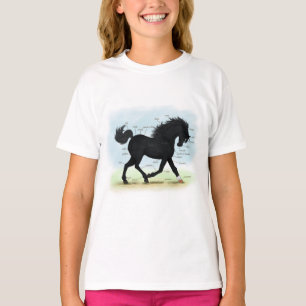 Zwart paard met ster- en Sockanatomigram T-shirt
