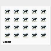 Zwart paard met ster en sok (zwarte schoonheid) ronde sticker (Vel)