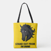 Zwart paard met tekst onderscheiden zich van de me tote bag (Achterkant)