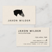 Zwart paard met zwarte witte rokerwolk - minimumaa visitekaartje (Voorkant / Achterkant)