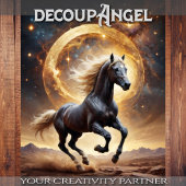 Zwart Paard Moonlight Majesteit - Decoupage - Tissuepapier