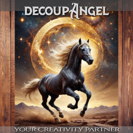 Zwart Paard Moonlight Majesteit - Decoupage - Tissuepapier