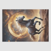 Zwart Paard Moonlight Majesteit - Decoupage - Tissuepapier (Voorkant)