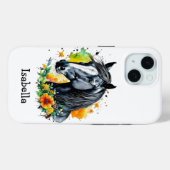 Zwart Paard Omgeven door bloemen Gepersonaliseerd Case-Mate iPhone Case (Achterkant (horizontaal))