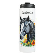 Zwart Paard Omgeven door bloemen Gepersonaliseerd