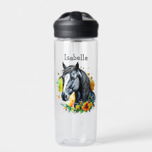 Zwart Paard Omgeven door bloemen Gepersonaliseerd