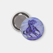 Zwart Paard op Paarse Achtergrondmagneet Magneet (Voorkant / Achterkant)