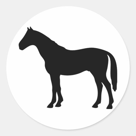 zwart paard - paarden ronde sticker (Voorkant)