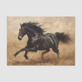 Zwart Paard Running Oil Painting Decoupage Tissuepapier (Voorkant)
