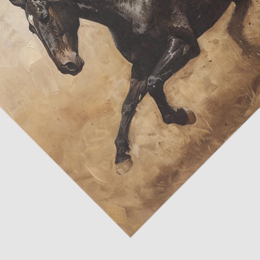 Zwart Paard Running Oil Painting Decoupage Tissuepapier (Detail)