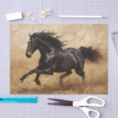 Zwart Paard Running Oil Painting Decoupage Tissuepapier (Craft)