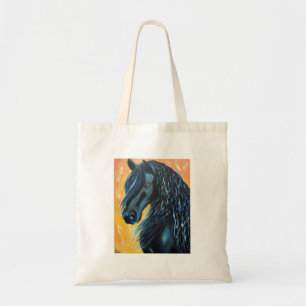 Zwart paard Schilderij Tote Bag