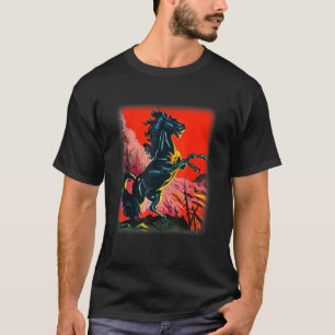 Zwart Paard Shirt, Kleurrijke Hengst Tshirt voor H