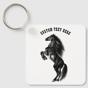 Zwart Paard Sleutelhanger Gift met aangepaste teks