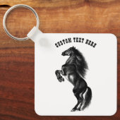 Zwart Paard Sleutelhanger Gift met aangepaste teks (Voorkant)