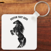 Zwart Paard Sleutelhanger Gift met aangepaste teks (Achterkant)
