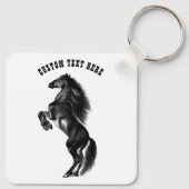 Zwart Paard Sleutelhanger Gift met aangepaste teks (Achterkant)
