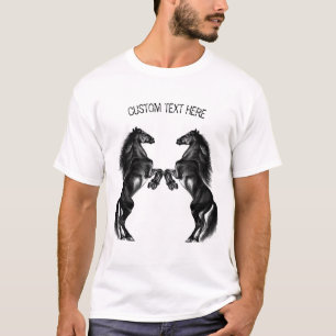 Zwart paard T-shirt met aangepaste tekst