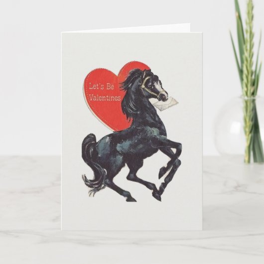  Zwart Paard Valentijnsdag Kaart (Voorkant)
