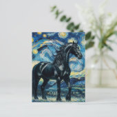 Zwart Paard Van Gogh Briefkaart (Staand voorkant)