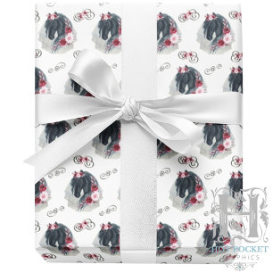 Zwart Paard Wedding Wrapping Paper Cadeaupapier