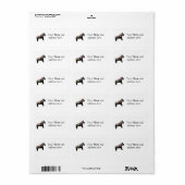 Zwart paardenadres etiket (Full Sheet)