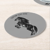 Zwart Paardenpapier Onderzetter Aangepaste tekst e (Gebogen)