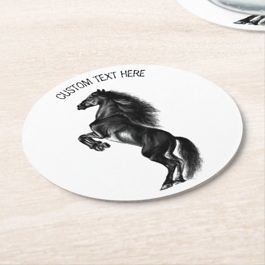 Zwart Paardenpapier Onderzetter met aangepaste tek (Gebogen)