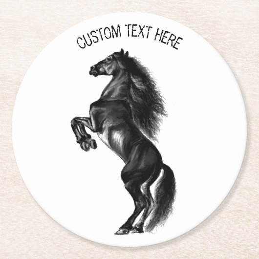 Zwart Paardenpapier Onderzetter met aangepaste tek (Voorkant)