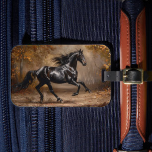 Zwart Paardenschilderij Bagagelabel
